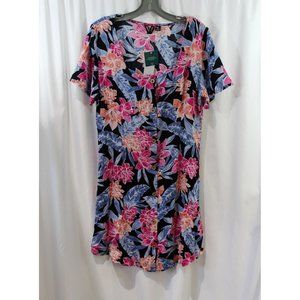 Roxy Womens Juniors Multicolor Floral Short Sleeve Button Front Dress L NWT